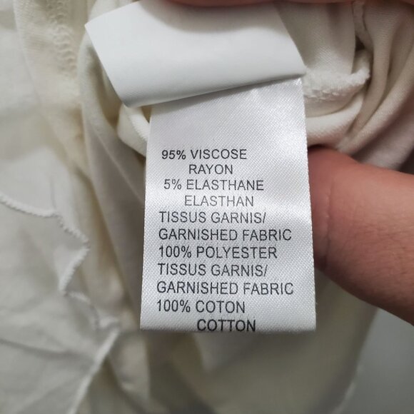 WHITE by Lauren Vidal Women's Zip Neck Mesh Layered Ruffle Sleeveless Tank Top M - Picture 6 of 8